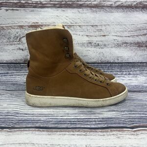 Ugg Starlyn Trainer Brown Leather Shearling Lined Hi Top Sneakers Women’s Size 6